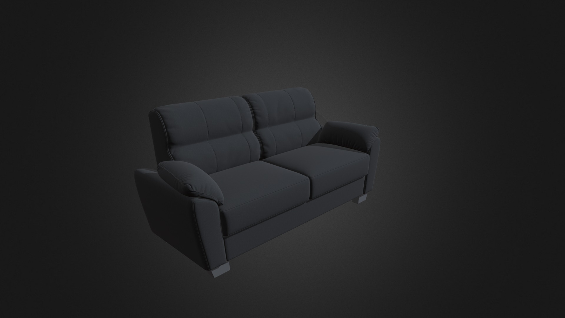 3D model Black Leather Classic Sofa D Model - This is a 3D model of the Black Leather Classic Sofa D Model. The 3D model is about a grey couch with a grey cushion.