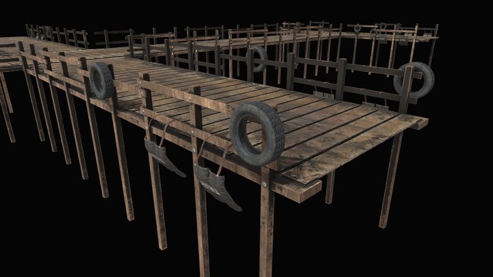 the wharf Fishing Harbor Wood 3D Model