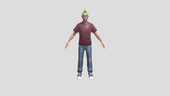 Brand Playing Bass Guitar 3D Model