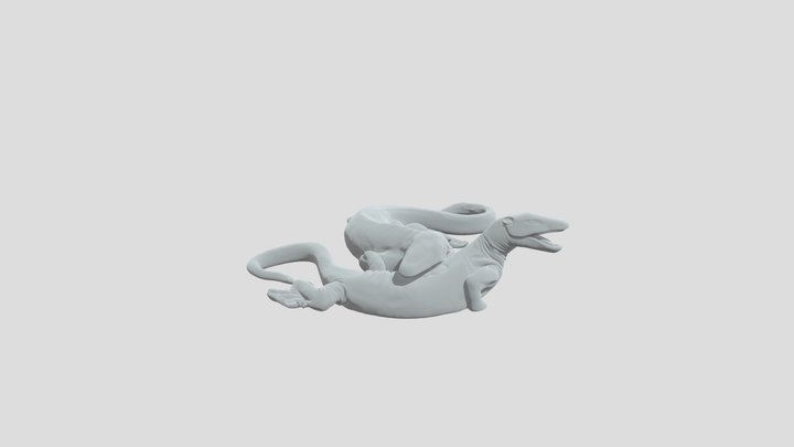 lagartos luchando bronce romano 3D Model