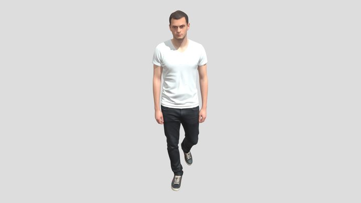 Man In White T-Shirt Standing – Modello 3D gratuito STL
