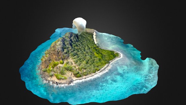 Frigate Island Simplified Mesh Color Enhanced 3D Model