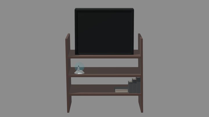 Shelf With Tv And Snow Globe 3D Model