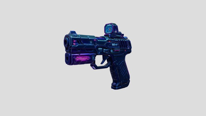Low poly Cyberpunk Pistol – Modelo 3D gratuito STL