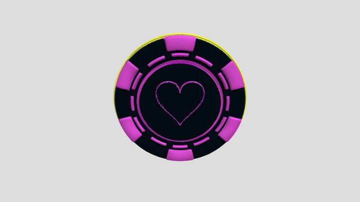 Neon Heart Poker Chip 3D Model