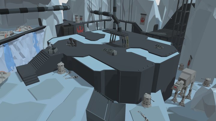 Low-Poly Hoth Level 3D Model