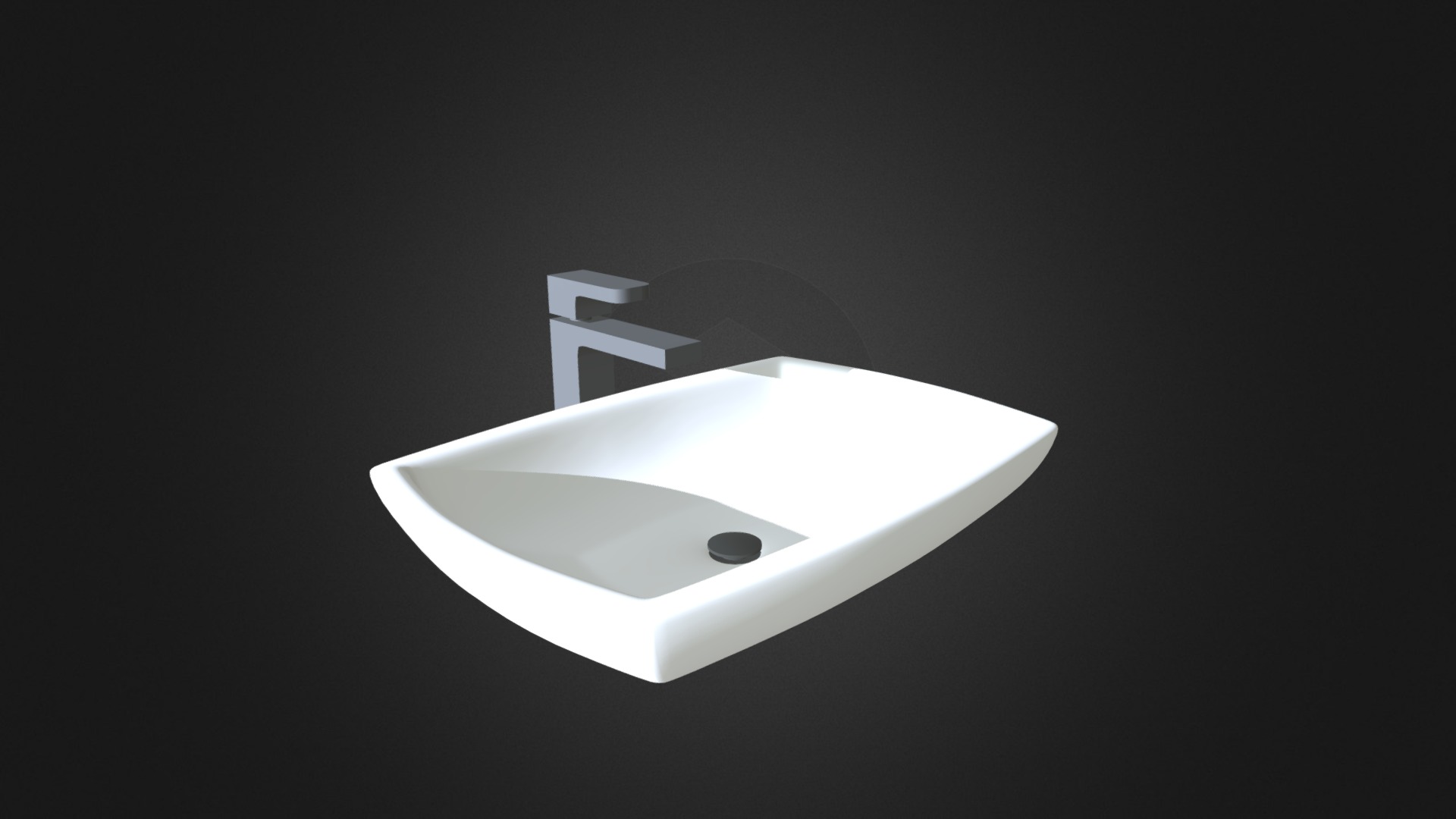 3D model Washbasin - This is a 3D model of the Washbasin. The 3D model is about a white square with a black background.