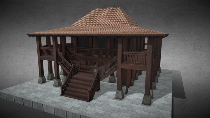 Rumah Adat Sumatra Selatan 3D Model 3D Model