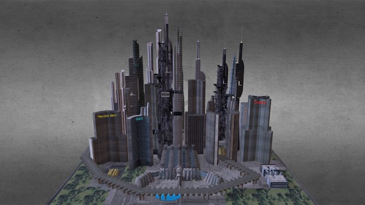 Downtown City 3D Model