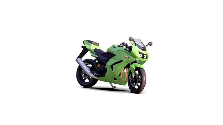 2009_kawasaki_ninja_250r_low_poly 3D Model
