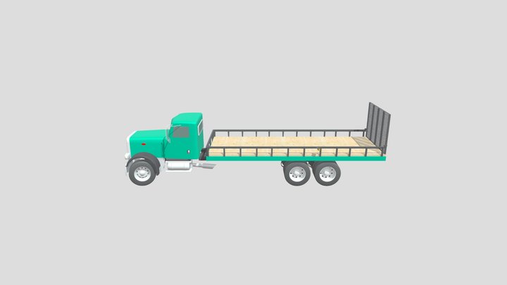 Flatbed Trailer Truck 3D Model