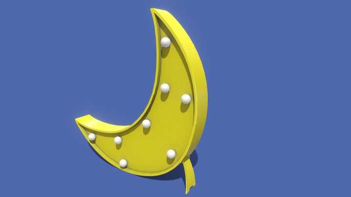 Moon-shaped Nightlight low poly model 3D Model