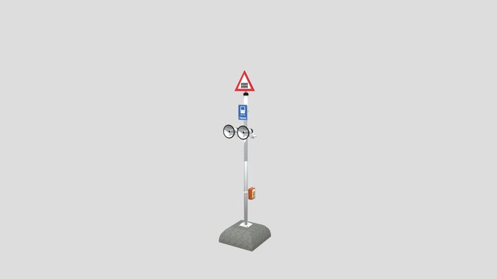 Realistic Railroad Crossing Warning Speaker 3D Model