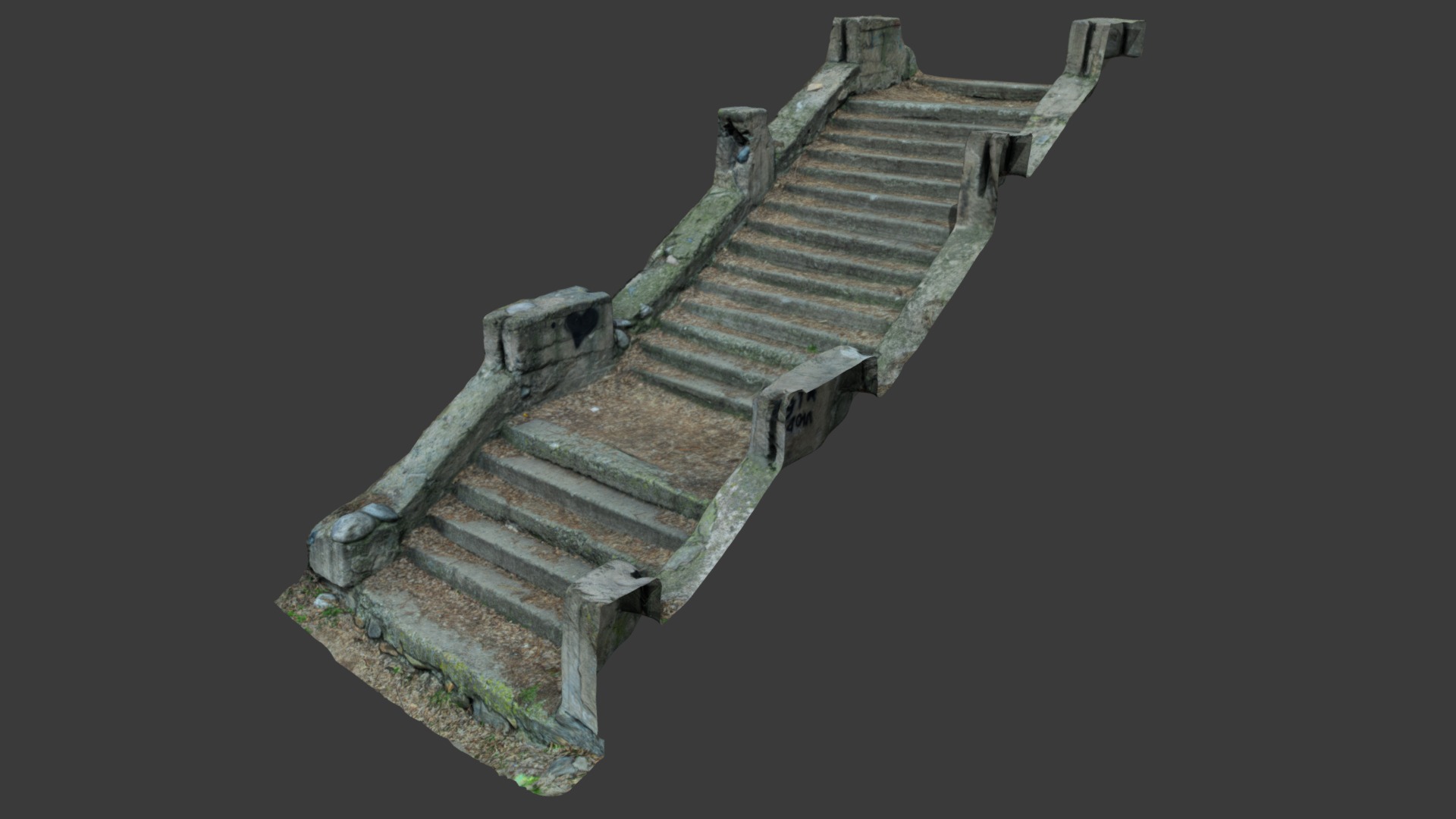 3D model Old ruined concrete staircase - This is a 3D model of the Old ruined concrete staircase. The 3D model is about a set of stairs.