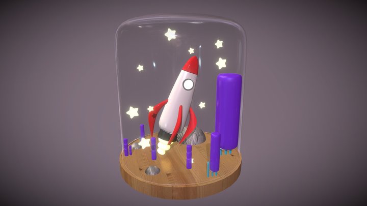 Cohete en el domo 3D Model