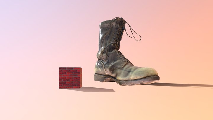 Photogrammetry test and Cube procedural texture 3D Model