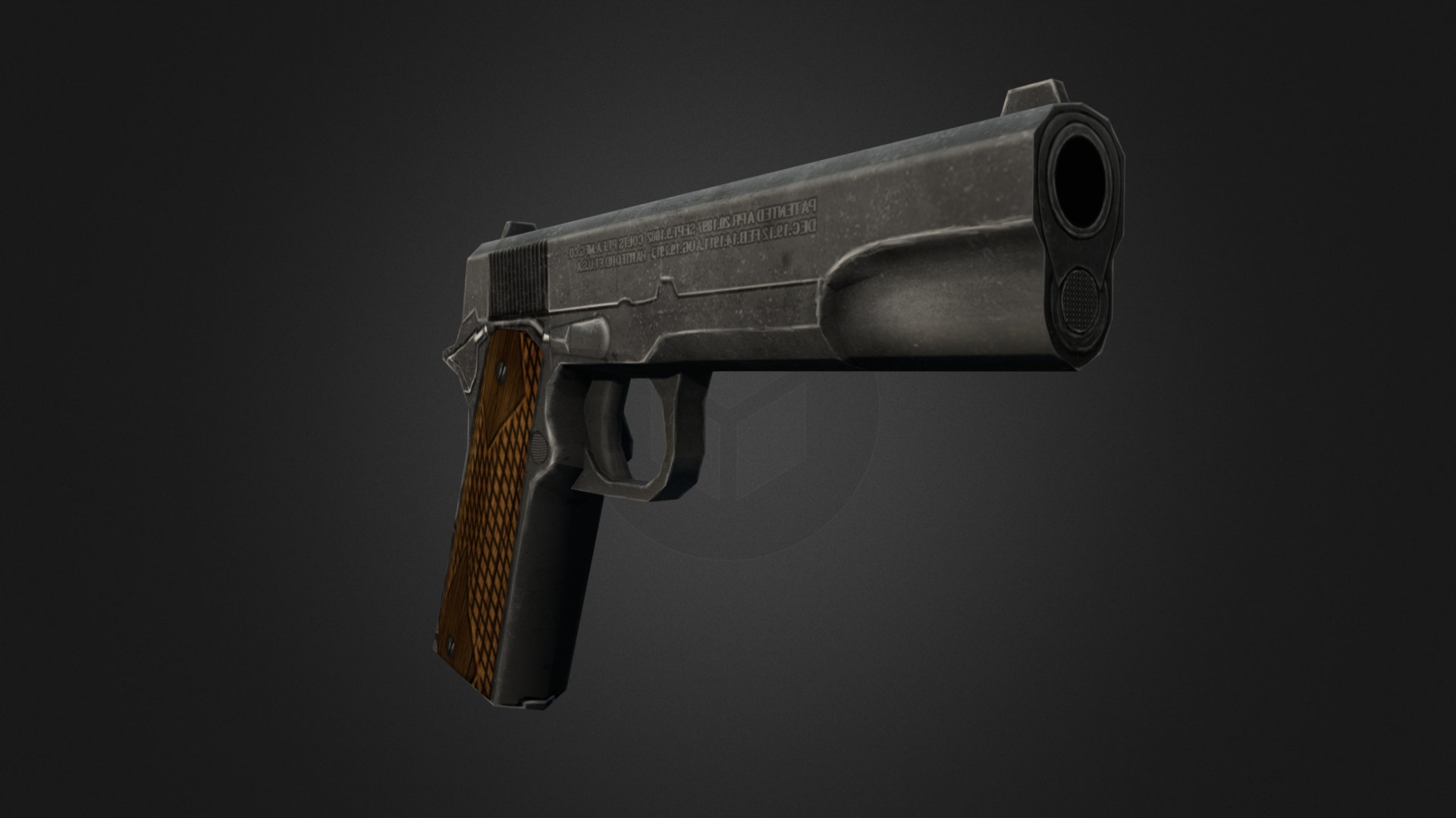 3D model Colt - This is a 3D model of the Colt. The 3D model is about a silver handgun with a black background.
