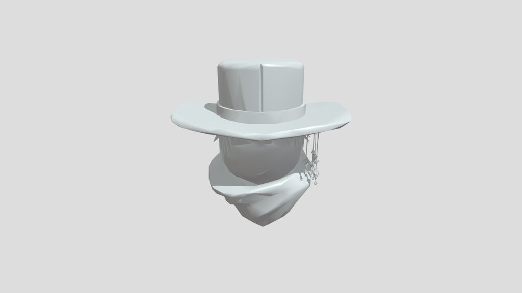 Masked person with hat and white hair
