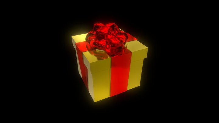 gift box (golden gift box) 3D Model