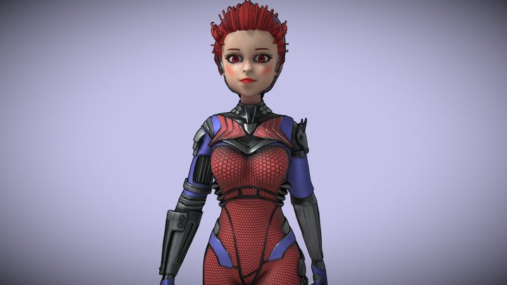 Asymmetric Robotic Character - RED 3D Model