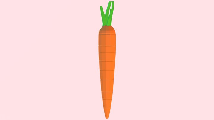 Low Poly Cartoon Carrot 3D Model