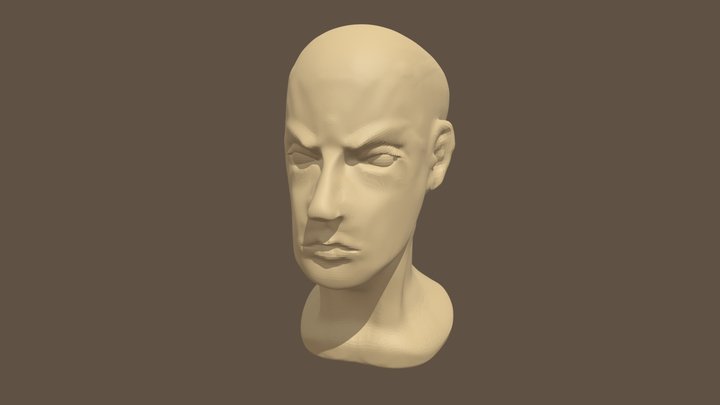 angry face sculpture 3D Model
