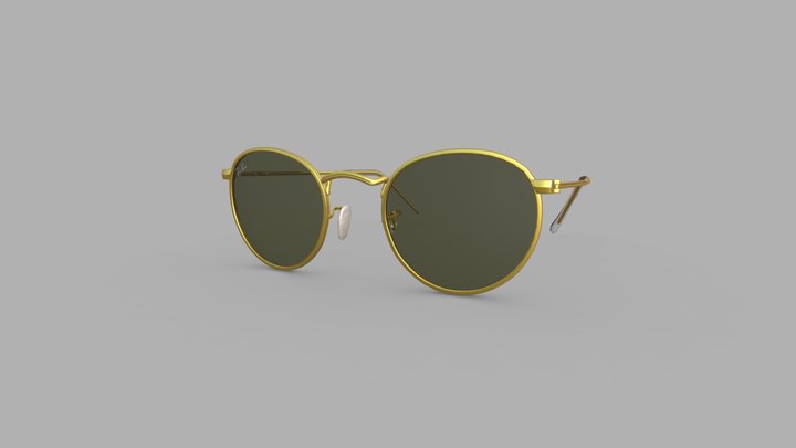 Ray-Ban glasses Rose Gold Low-Poly 3D Model