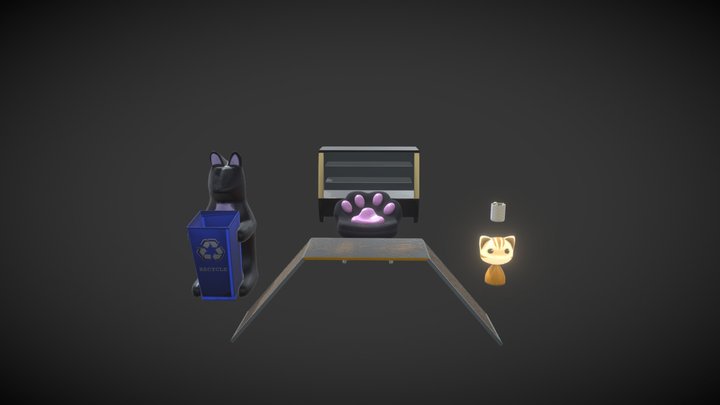 Props for Cat Cafe 3D Model