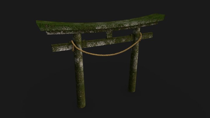 Torii stone japanese gate 3D Model