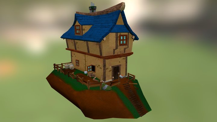 Low Poly House Scene 3D Model