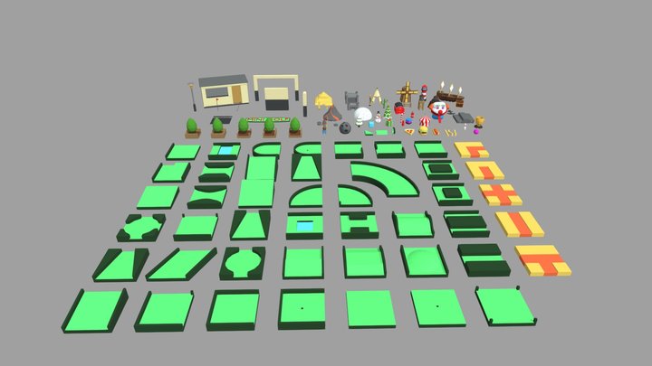 Low Poly Mini Golf Pack 3D Model