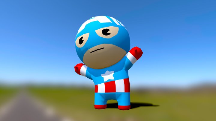 SD Captain America 3D Model