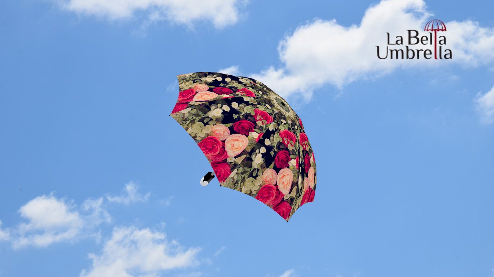 White Roses Umbrella - High Quality, Beautiful Full Canopy Design
