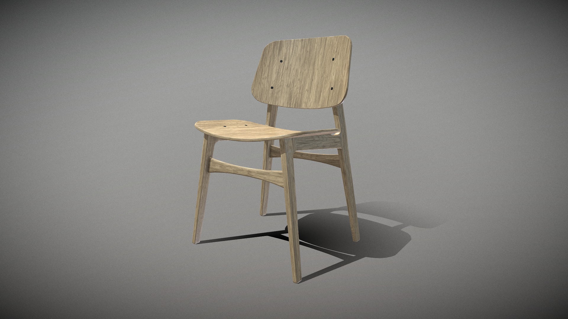 3D model Soborg Chair oak standard Lacquered wood - This is a 3D model of the Soborg Chair oak standard Lacquered wood. The 3D model is about a wooden chair on a white background.