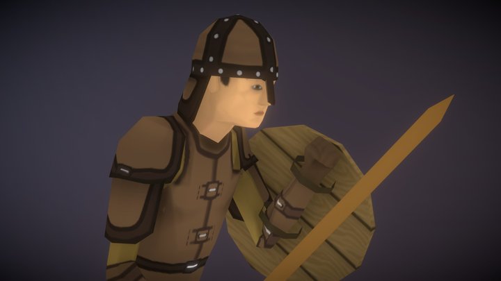 Tournament fighter with swords (low poly) 3D Model