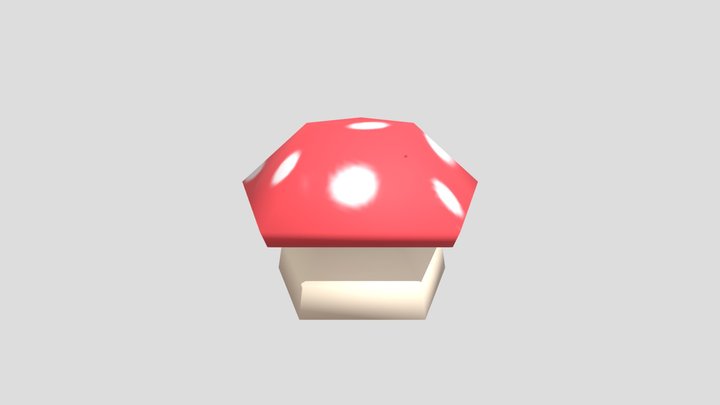 Low Poly Pixel Mushroom 3D Model