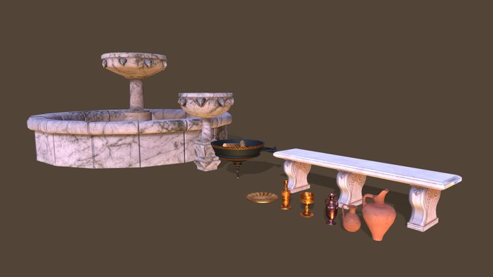 Ancient Roman Bathhouse Props – Modèle 3D gratuit STL