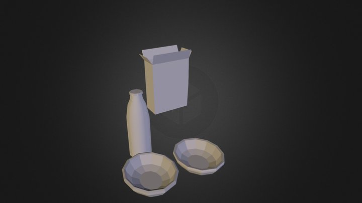bowls and cereal box_m 3D Model