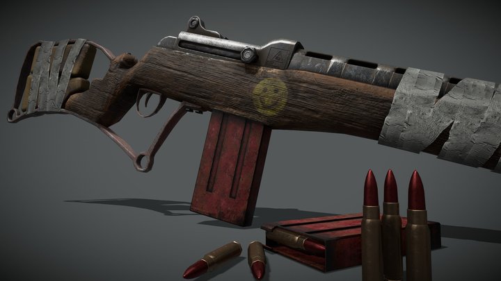 Post-Apocalyptic Scrap Gun 3D Model