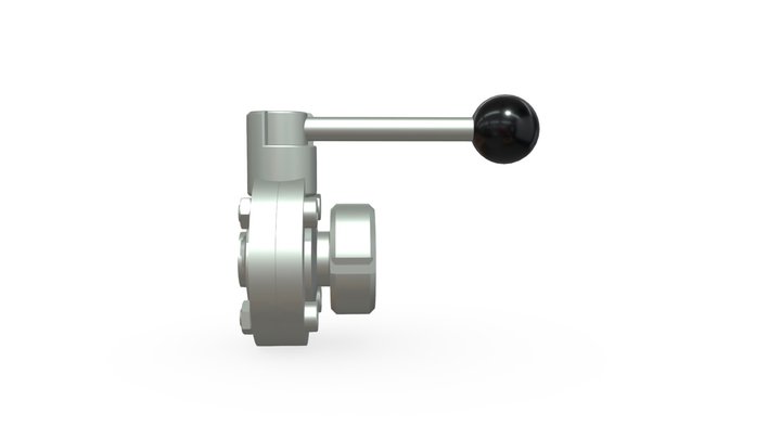 BS4825_SMS-Butterfly Valve Manual WeldxF 3D Model