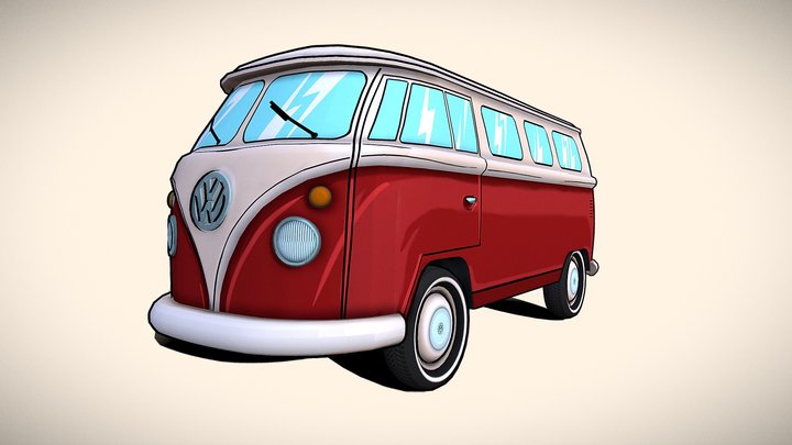 Cartoonish Volkswagen T1 3D Model