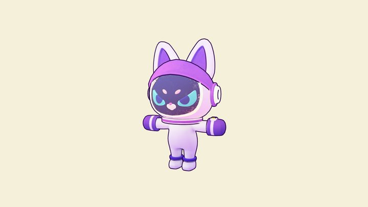 Cute Astronaut Cat 3D Model