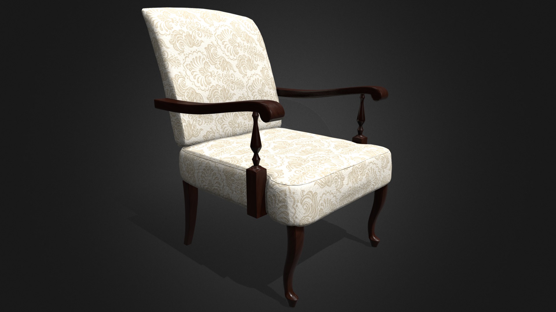 3D model Classic Armchair - This is a 3D model of the Classic Armchair. The 3D model is about a white chair and a white table.