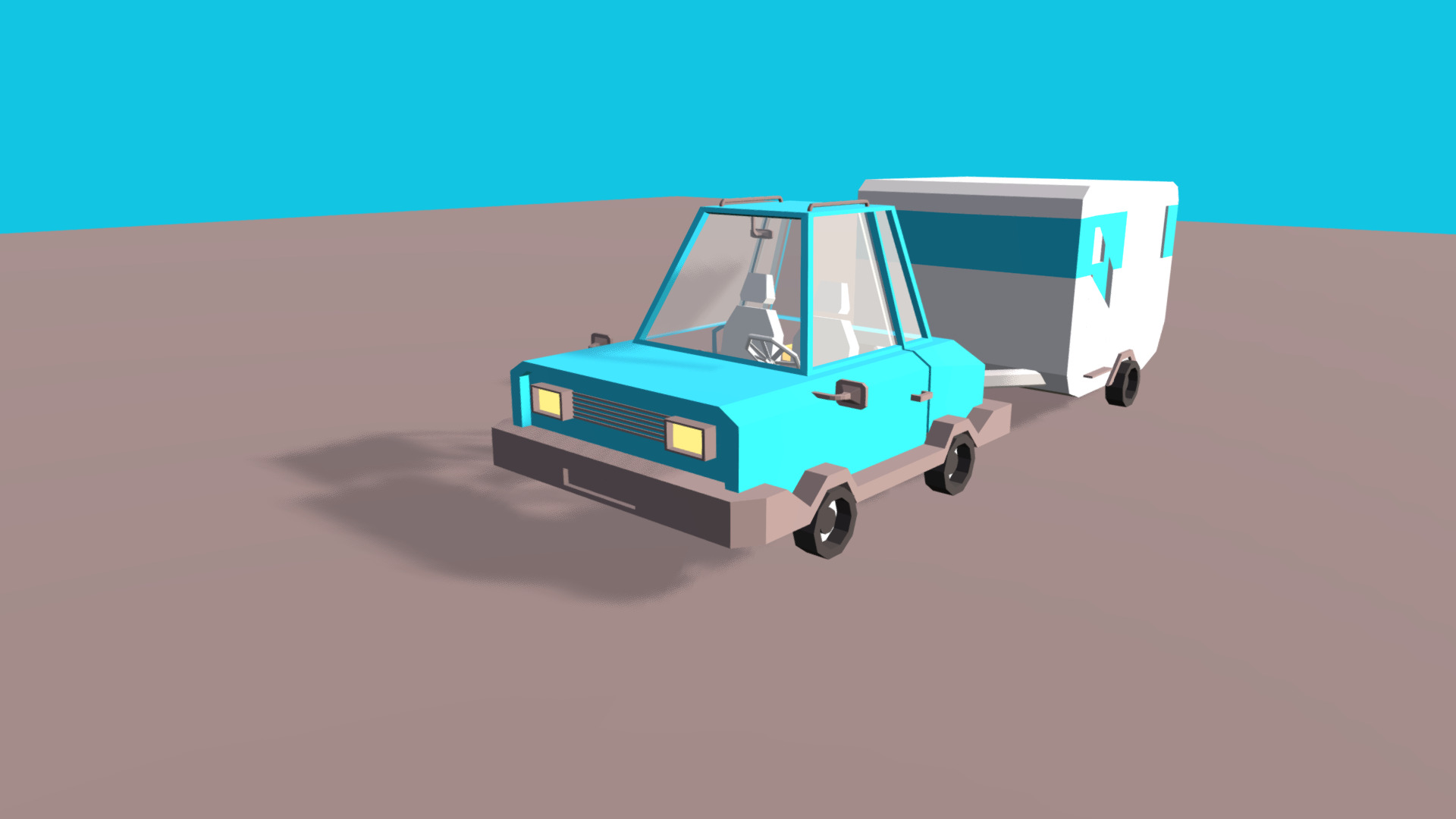 3D model Low-Poly Toon Car - This is a 3D model of the Low-Poly Toon Car. The 3D model is about a blue and white car.