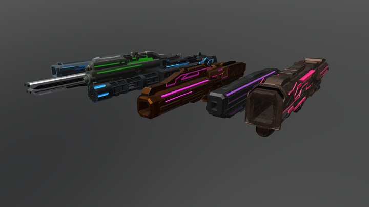 7 Guns Sci fi pack 3D Model