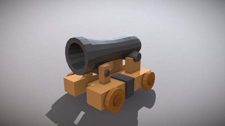 Low Poly Cannon 3D Model