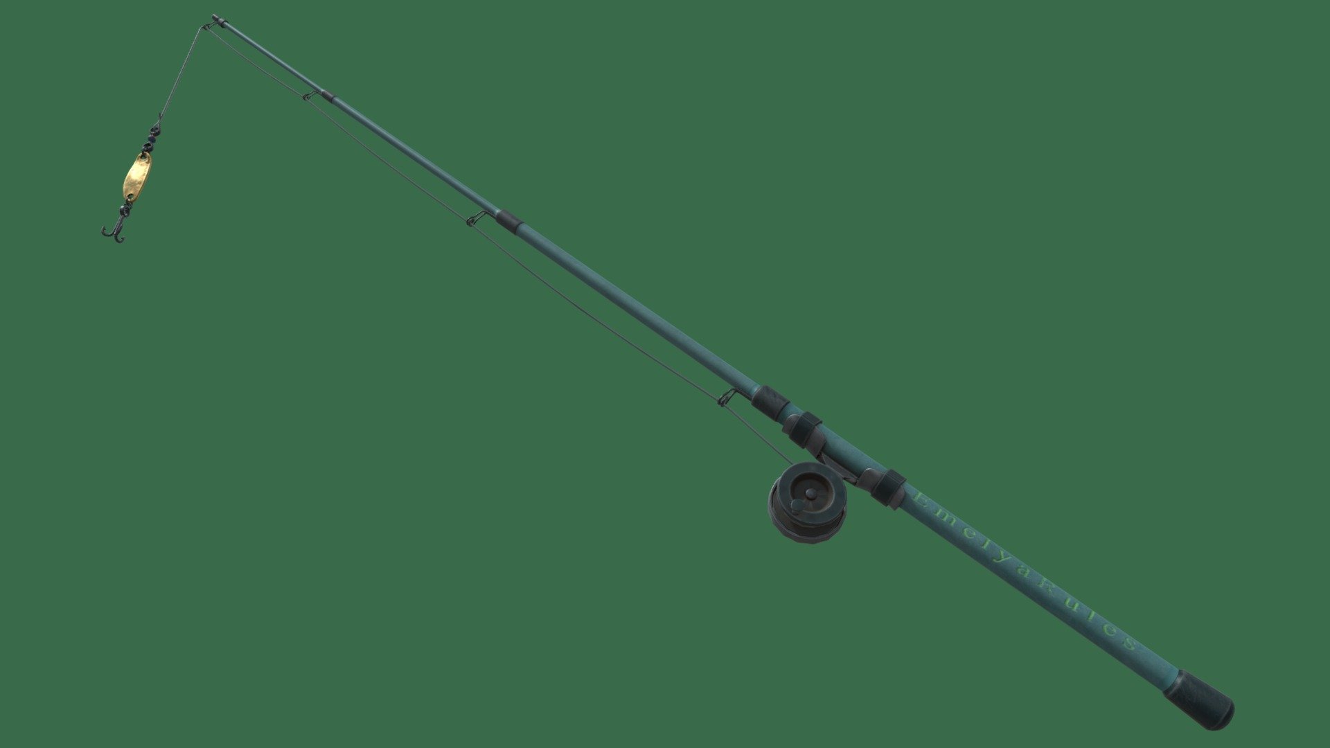 Old-fashioned fishing rod | 3D model