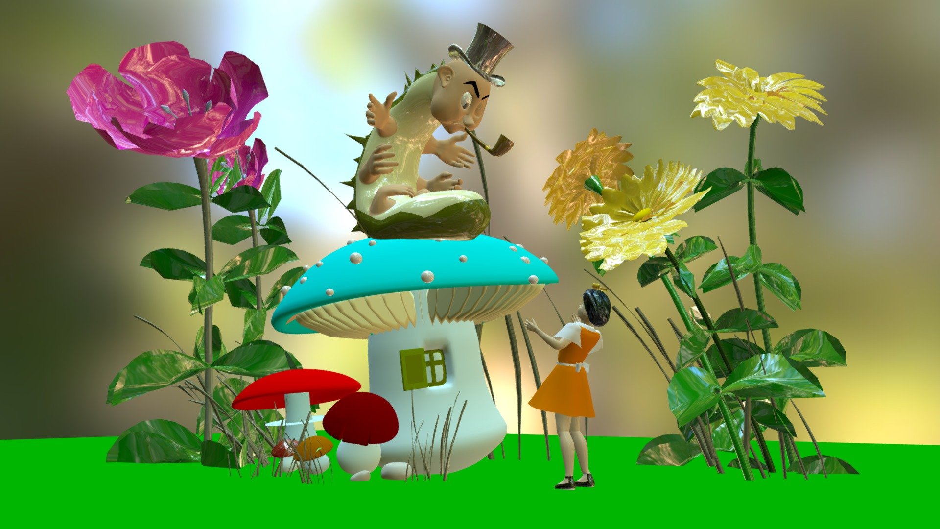 Alice and caterpillar - 3D model by matteogiorcelli88 [86c9fa7] - Sketchfab