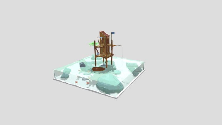 LowPoly Stylized SeaShack 3D Model