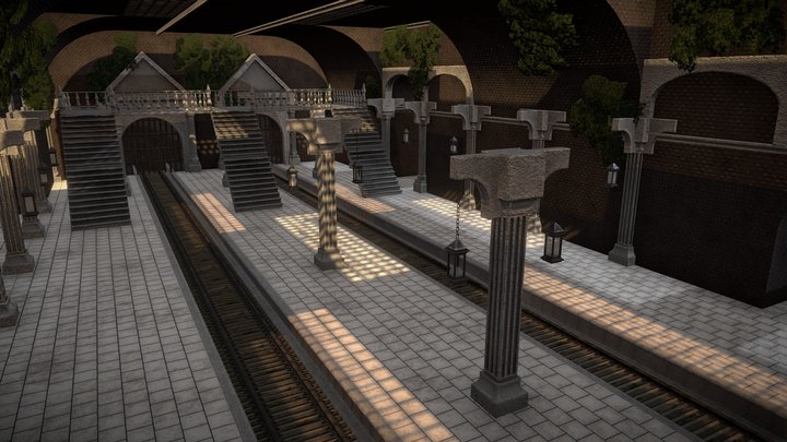 Abandoned Underground Train Station 3D Model